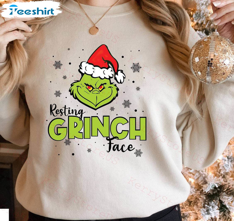 Resting Grinch Face Shirt, Grinch Face Crewneck Sweatshirt Long Sleeve