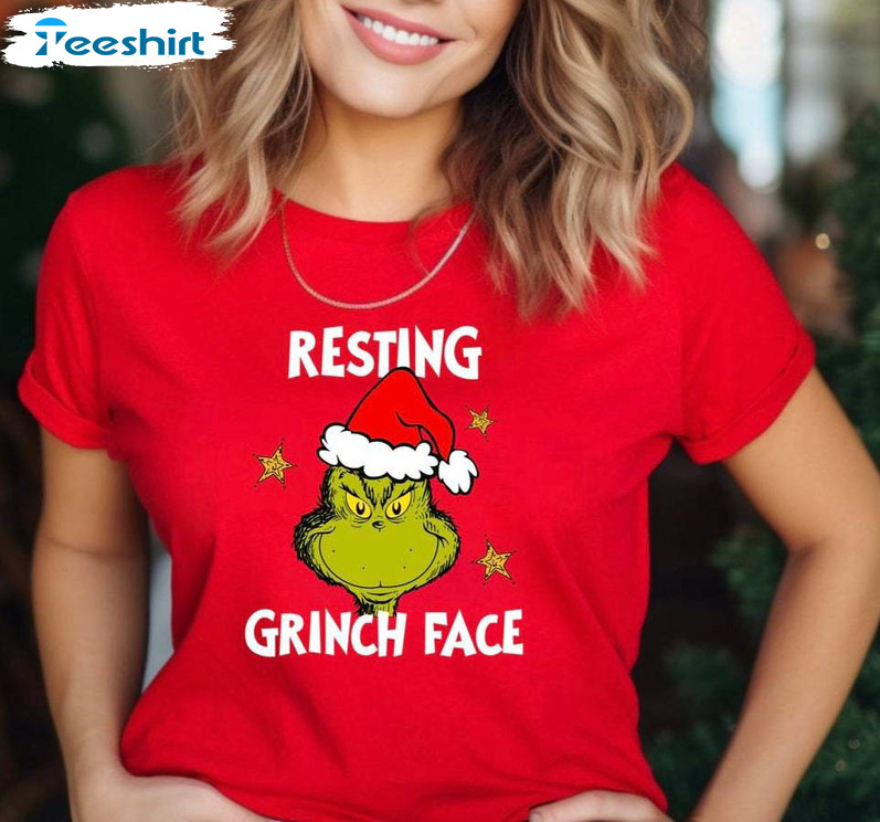 Resting Grinch Face Shirt, Grinch Face Funny Tee Tops Unisex T Shirt