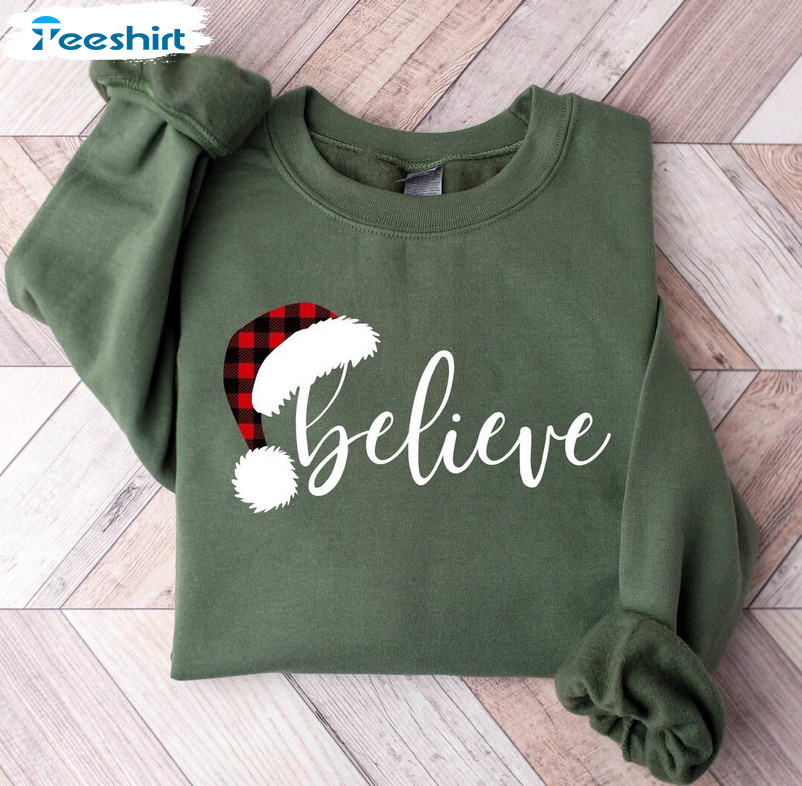 Believe Christmas Sweatshirt, Christmas Family Crewneck Sweatshirt Tee Tops