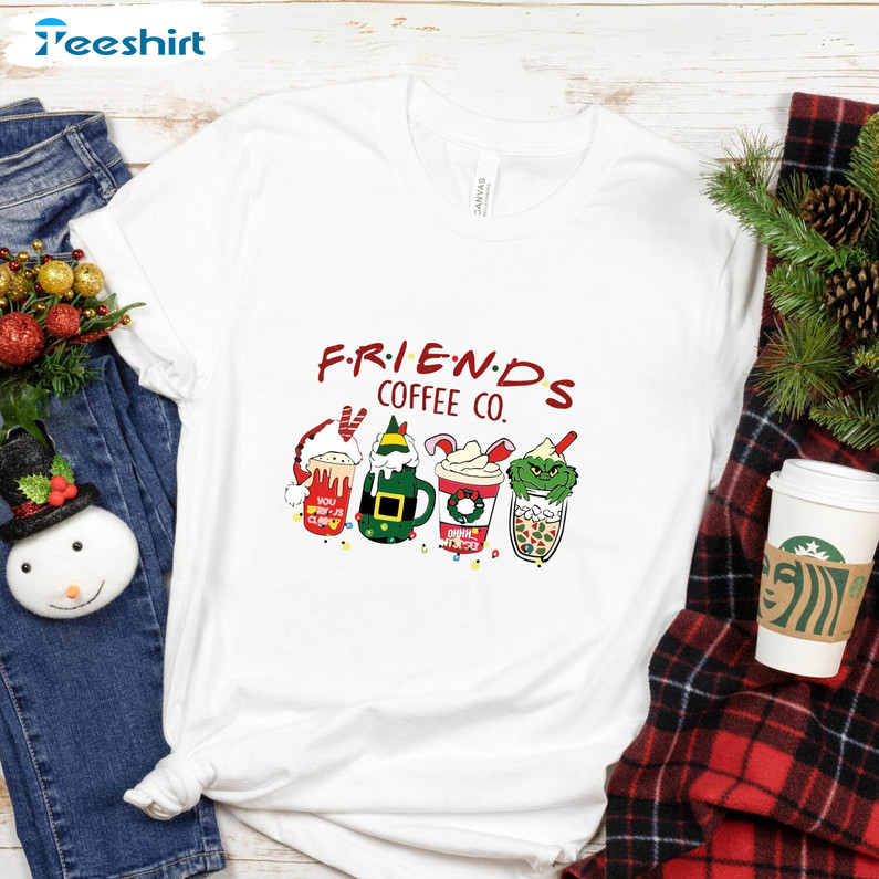 Grinchmas Friends Coffee Shirt, Coffee Lover Short Sleeve Crewneck Sweatshirt