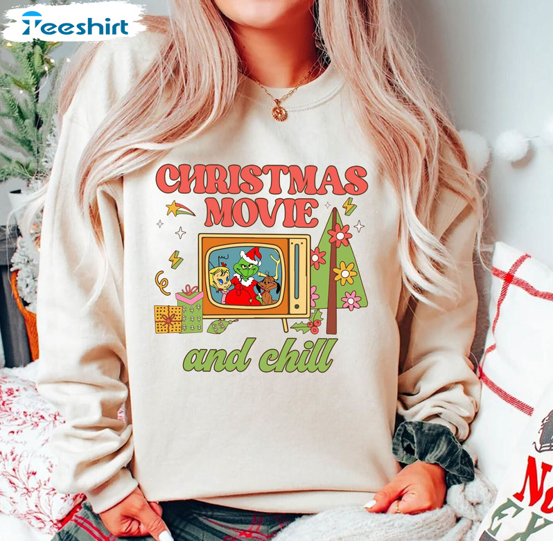 Christmas Movie And Chill Shirt, Funny Movie Long Sleeve Unisex Hoodie