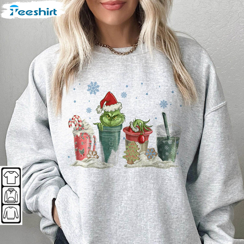 Cute Grinch Christmas Coffee Shirt, Christmas Funny Unisex Hoodie Crewneck Sweatshirt