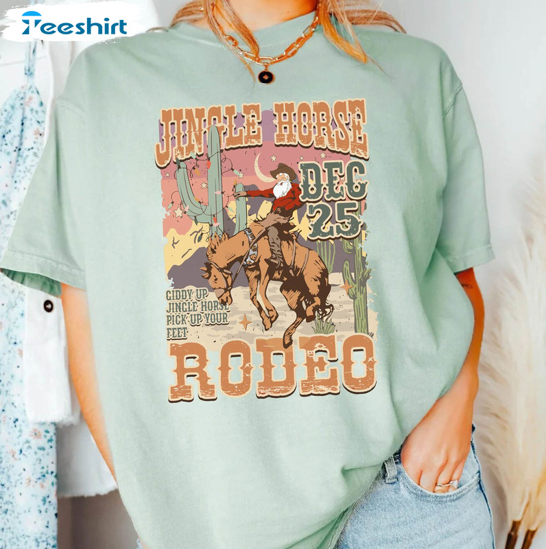 Retro Jingle Horse December 25 Shirt, Christmas Rodeo Sweater Crewneck Sweatshirt