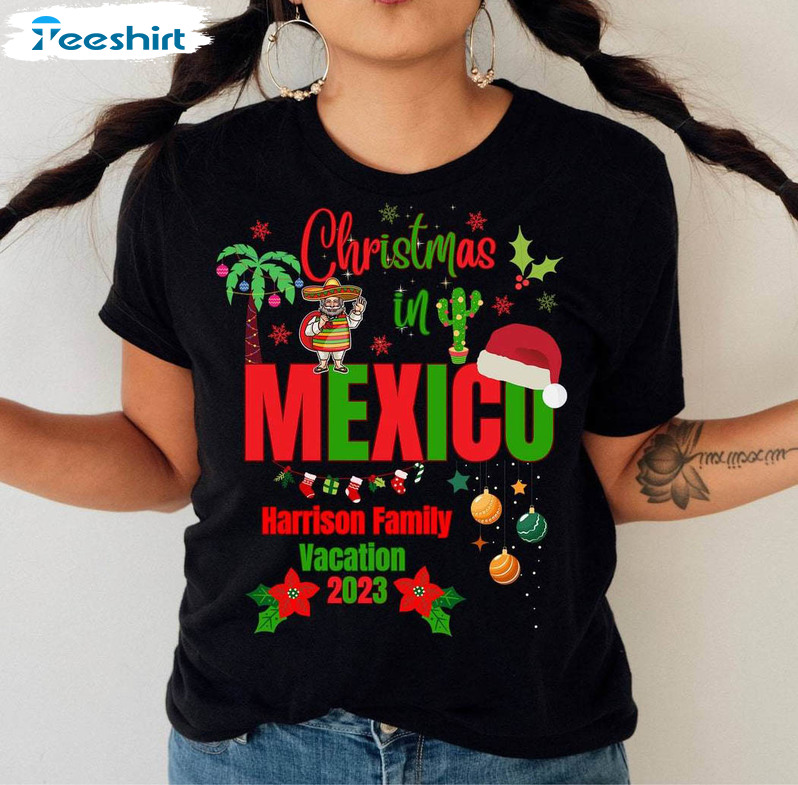 Christmas In Mexico Shirt, Mexican Christmas Vacation Short Sleeve Sweater