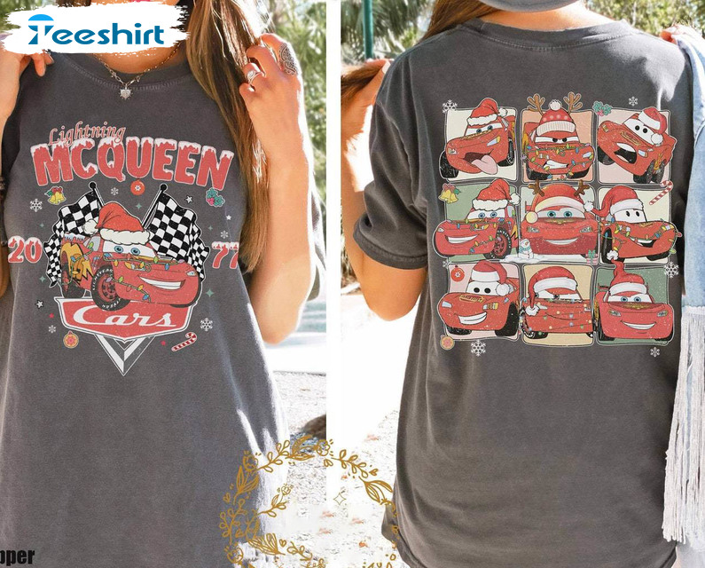 Ightning Mcqueen Christmas Shirt, Christmas Shirt Cars Movie Tee Tops Long Sleeve