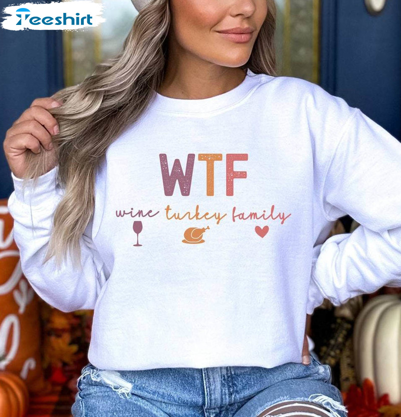 Wine Turkey Family Shirt, Christmas Crewneck Family Unisex T Shirt Tee Tops