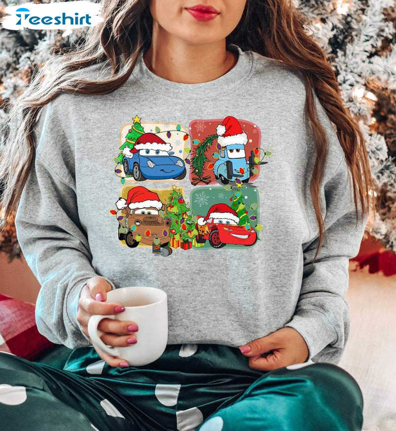 Cars Christmas Shirt, Lightning Mcqueen Tow Mater Christmas Sweater Long Sleeve