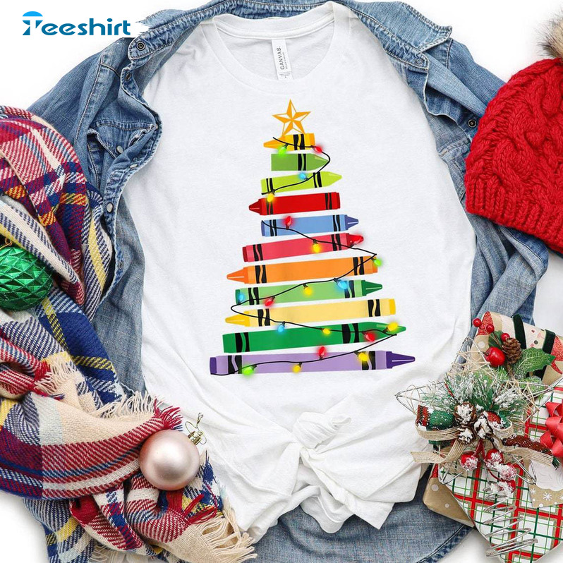 Teacher Christmas Shirt, Coloring Christmas Tree Tee Tops Hoodie