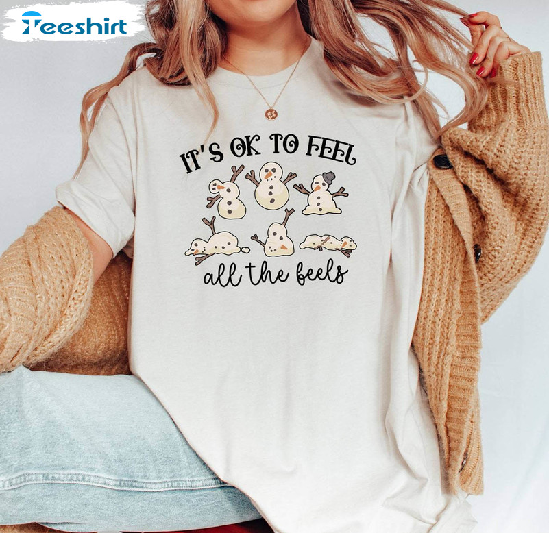 It S Okay To Feel All The Feels Shirt, Christmas Mental Health T-shirt Long Sleeve