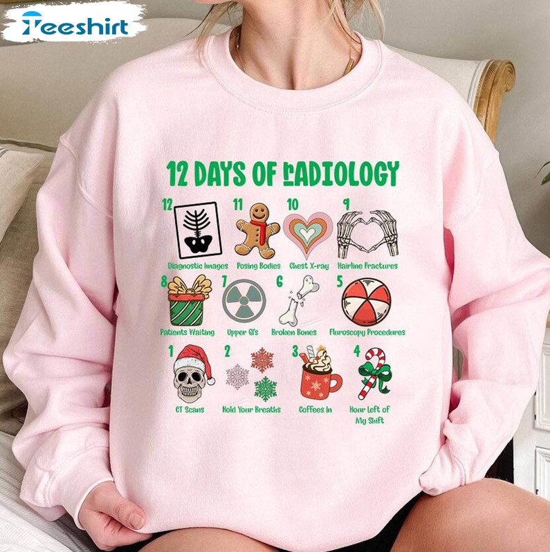 12 Days Of Radiology Shirt, Radiology Christmas Short Sleeve Tee Tops