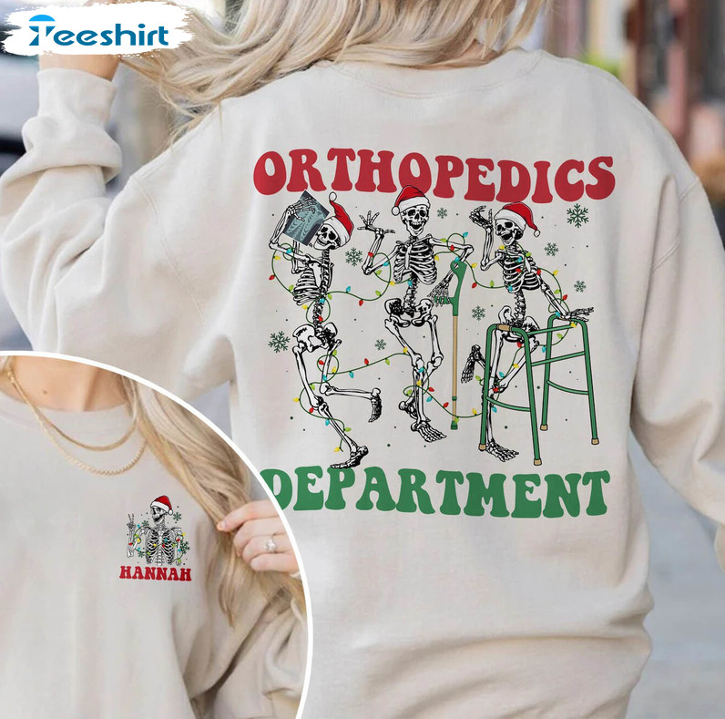 Ortho Dept Christmas Shirt, Christmas Skeleton Long Sleeve Tee Tops