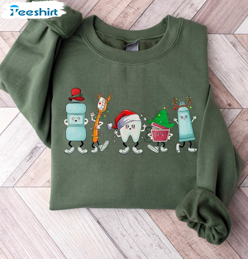 Christmas Dentist Shirt, Funny Christmas Dental Crewneck Sweatshirt Long Sleeve