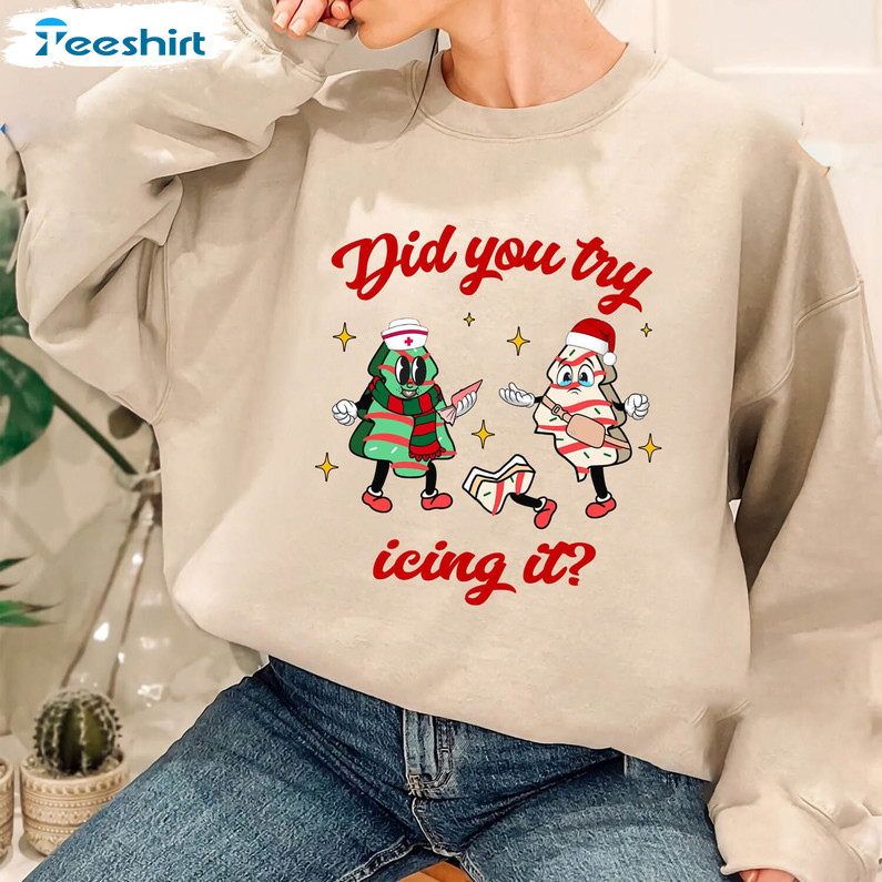 Did You Try Icing It Shirt, School Nurse Christmas Tee Tops Sweater