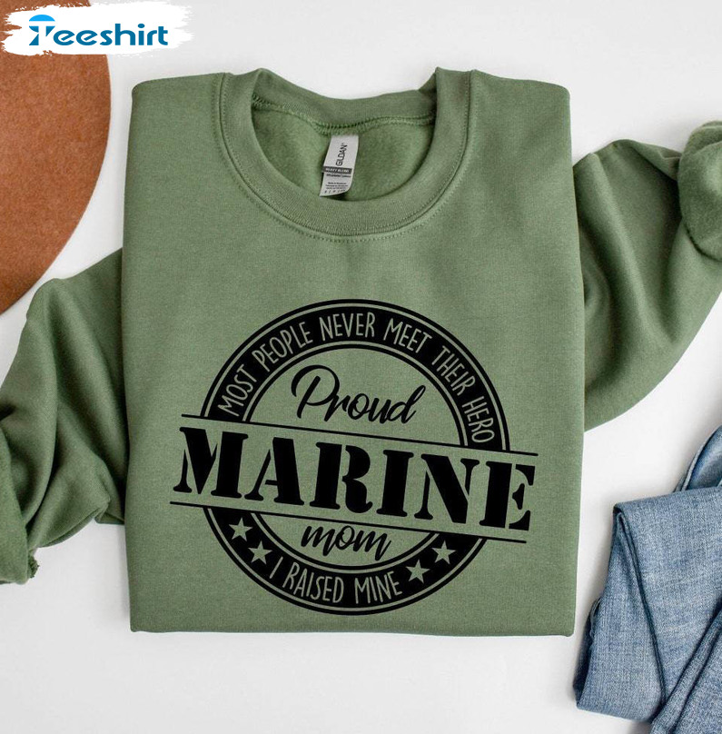 Proud Marine Mom Shirt, Military Mom Crewneck Sweatshirt Tee Tops