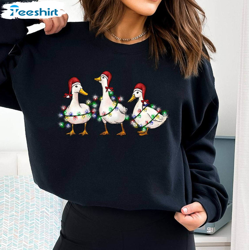 Christmas Ducks Shirt, Funny Animals Christmas Hoodie Crewneck Sweatshirt