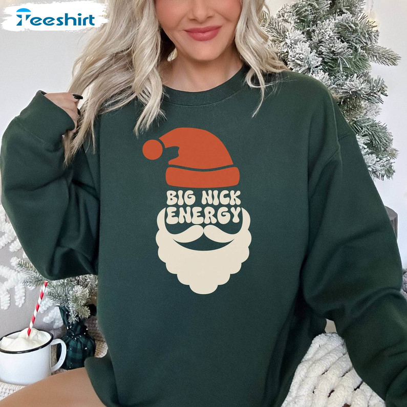 Big Nick Energy Shirt, Retro Christmas Tee Tops Short Sleeve