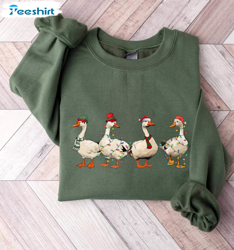 Christmas Ducks Sweatshirt, Merry Christmas Lights Hoodie Tee Tops