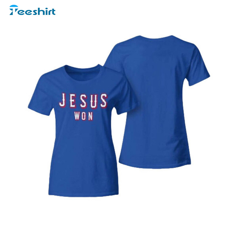 Jesus Won Rangers Shirt, Trendy Baseball Crewneck Sweatshirt Tee Tops