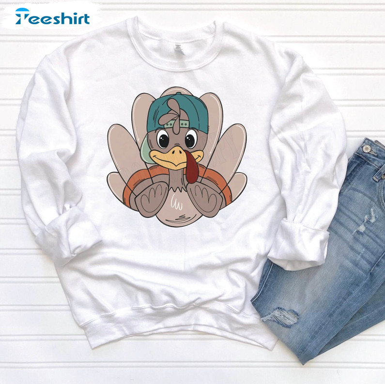 Thanksgiving Turkey Shirt, Trendy Football Crewneck Sweatshirt Tee Tops