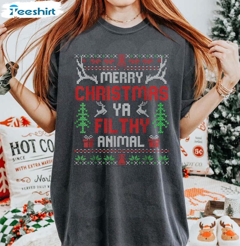 Merry Christmas You Filty Animal Shirt, Alone At Home Sweater Crewneck Sweatshirt