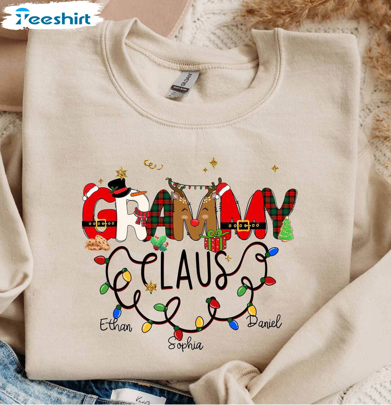 Grammy Claus Cute Shirt, Grammy Christmas Short Sleeve Crewneck Sweatshirt