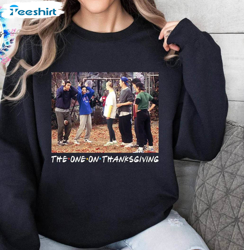 Retro Thanksgiving Friends Shirt, The One With The Football Short Sleeve Tee Tops