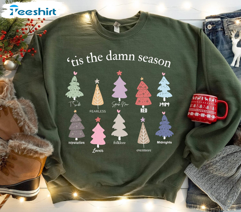 Tis The Damn Season Tree Shirt, Merry Christmas Long Sleeve Short Sleeve