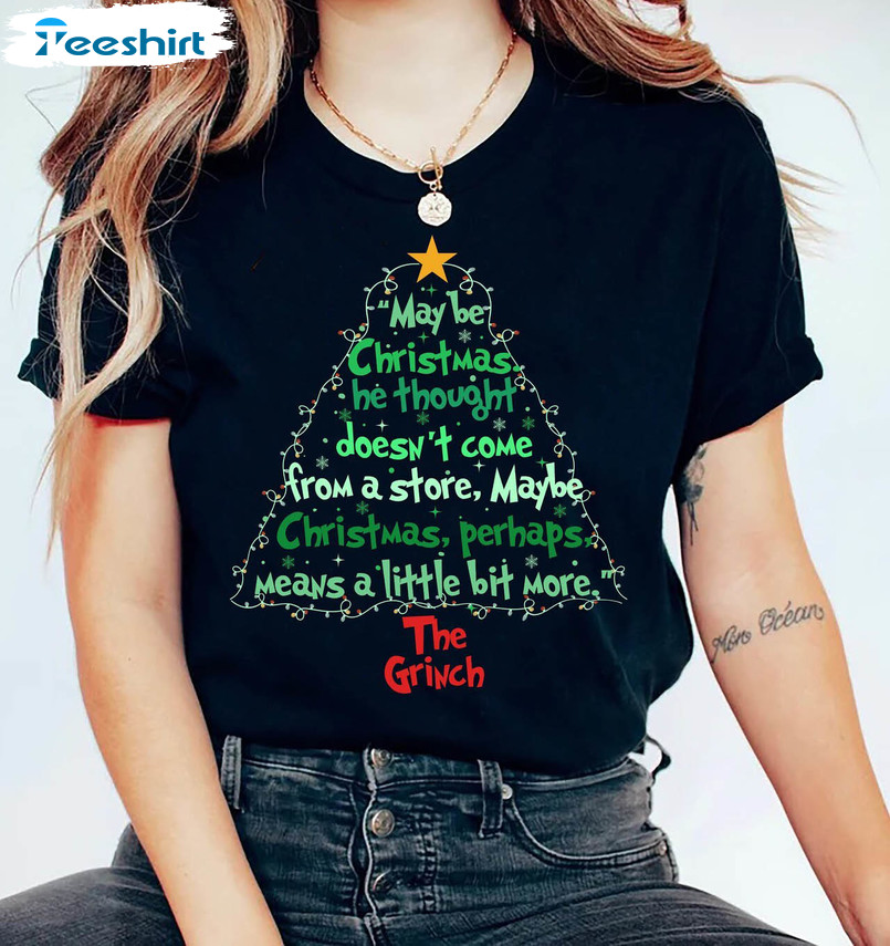 Maybe Christmas He Thought Shirt, Christmas Means A Little Bit Short Sleeve Hoodie