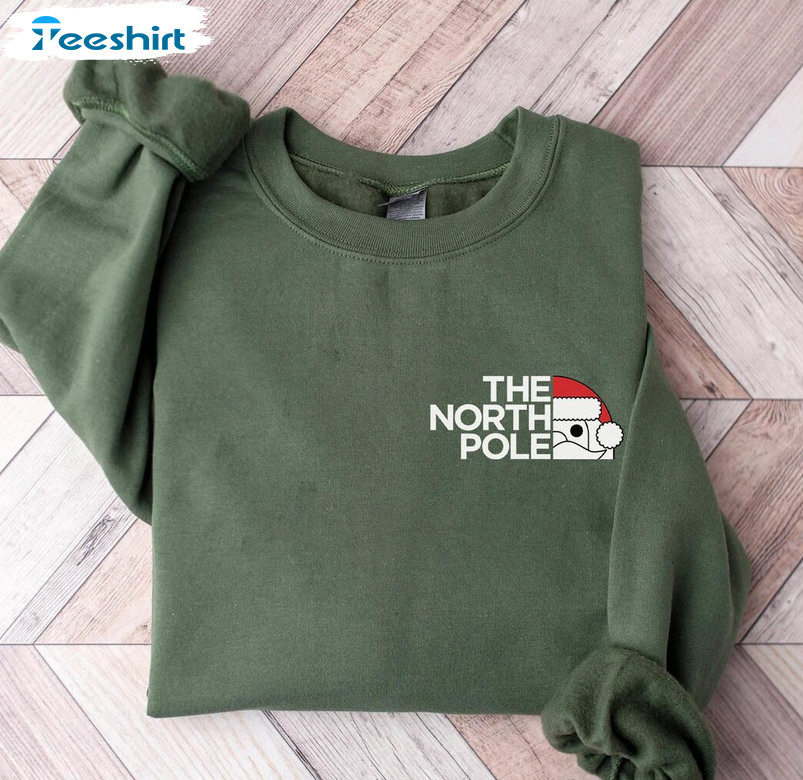The North Pole Sweatshirt , Santa Christmas Sweater Short Sleeve