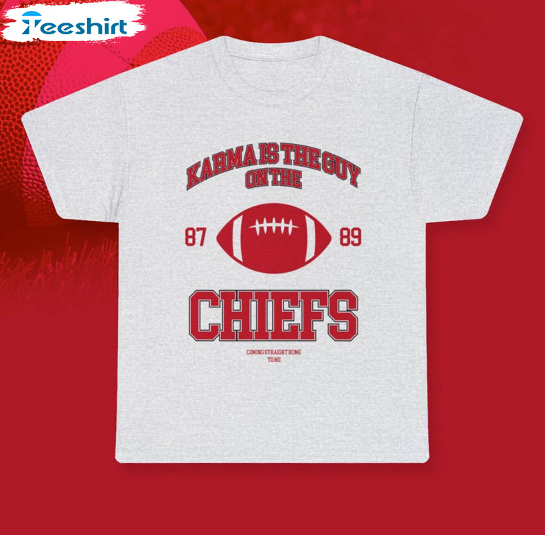 Karma Is The Guy On The Chiefs Coming Shirt, Swifties Ts 87 89 Long Sleeve Unisex Hoodie