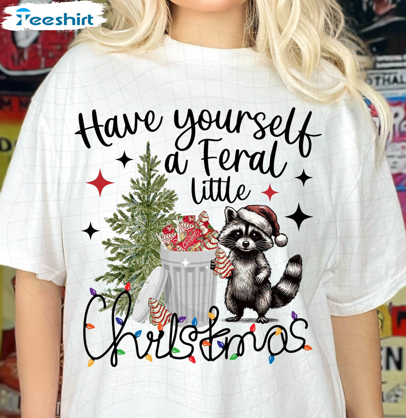 Christmas Raccoon Little Debbie Shirt, Tree Cake Merry Christmas Crewneck Sweatshirt Long Sleeve