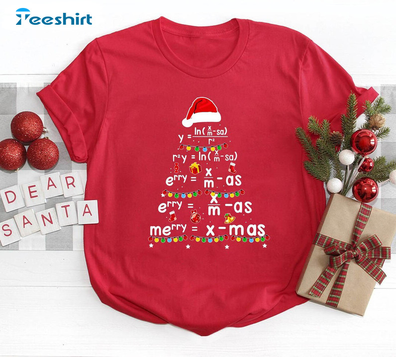 Christmas Math Teacher Shirt, Christmas Tree Short Sleeve Sweater