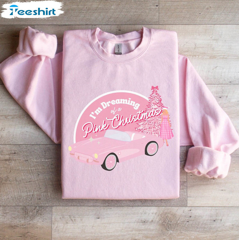 Pink Christmas Shirt , Retro Christmas Sweater Crewneck Sweatshirt