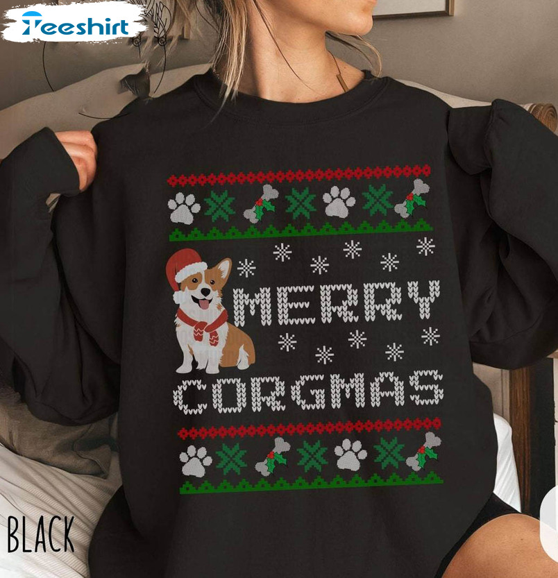 Corgi Christmas Sweatshirt , Merry Corgmas Crewneck Sweatshirt Tee Tops