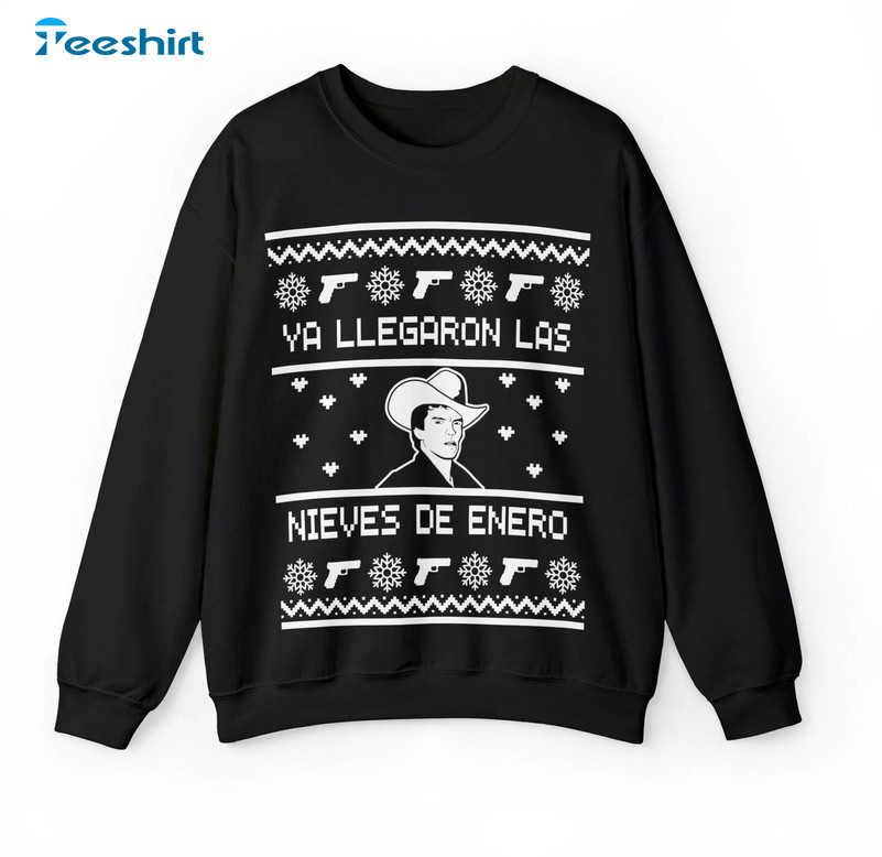 Chalino Sanchez Christmas Shirt, La Llegaron Las Nieves De Enero Tee Tops Sweater