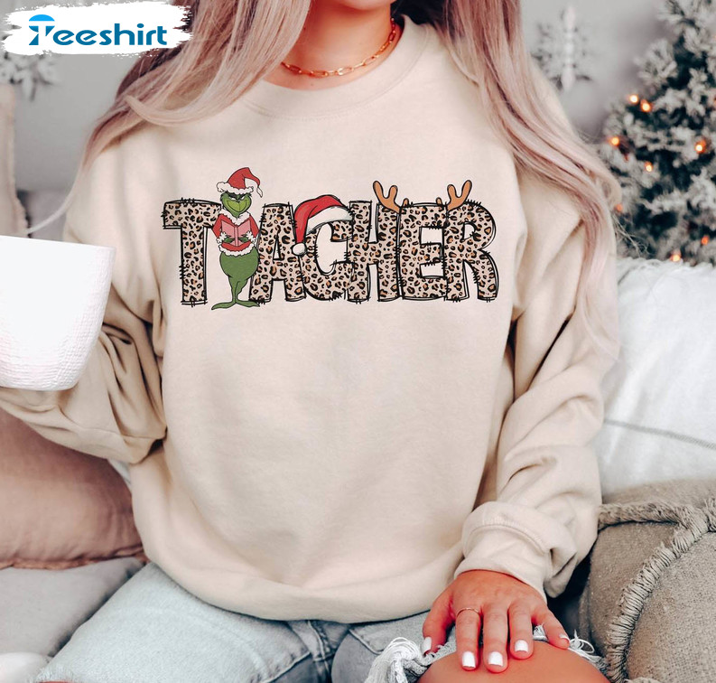 Teacher Christmas Shirt, Book Lover Crewneck Sweatshirt Long Sleeve