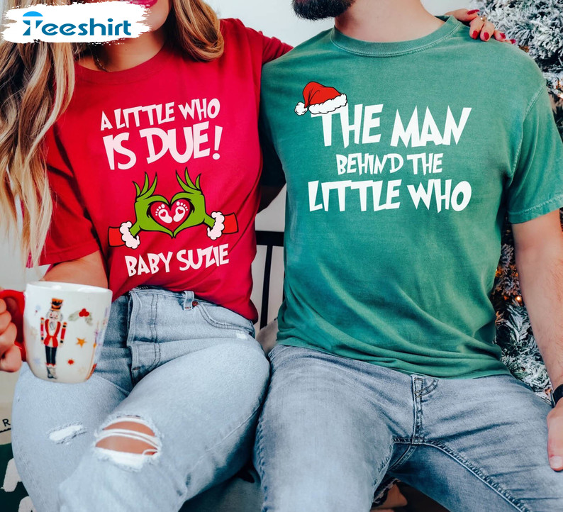 Couples Grinchmas Pregnancy Announcement Christmas Shirt, Xmas Pregnant Matching Tee Tops Unisex Hoodie
