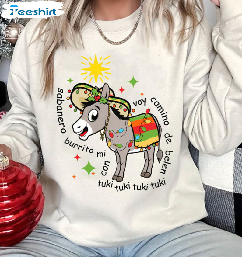 Mi Burrito Sabanero Mexican Shirt, Feliz Navidad Sweater Short Sleeve