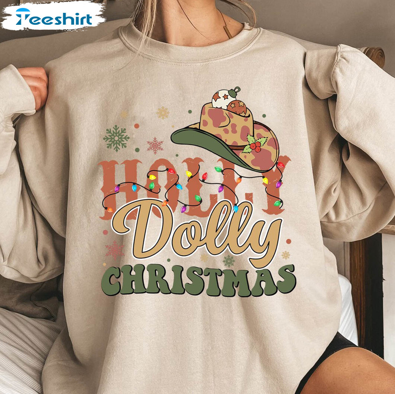 Have A Holly Dolly Christmas Shirt, Western Xmas Retro Short Sleeve Long Sleeve
