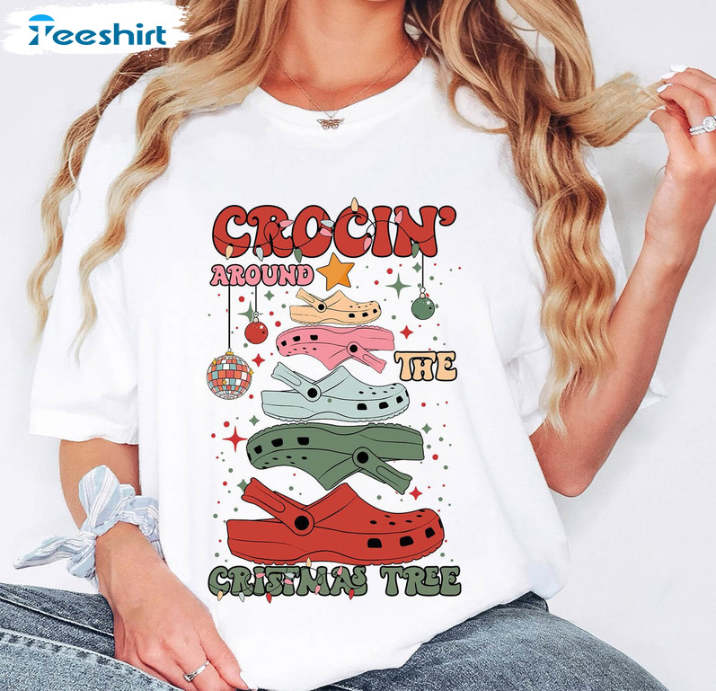 Crocin Around The Christmas Tree Shirt, Christmas Tree Funny Short Sleeve Long Sleeve