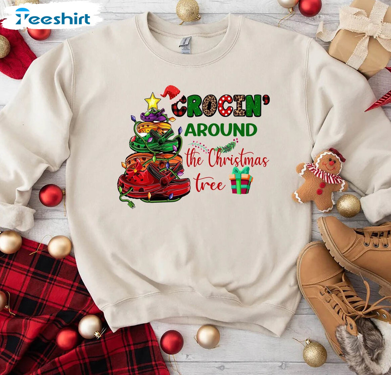 Crocin Around The Christmas Tree Funny Shirt, Christmas Vintage Sweater Unisex Hoodie