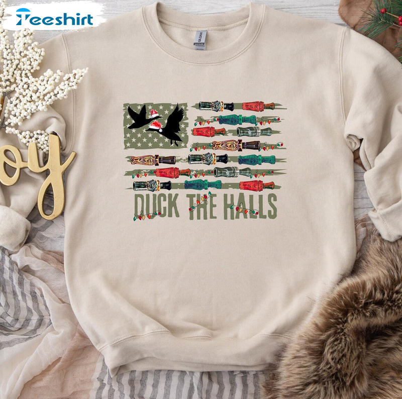 Duck The Halls Christmas Shirt, Christmas Hunting T-shirt Tee Tops