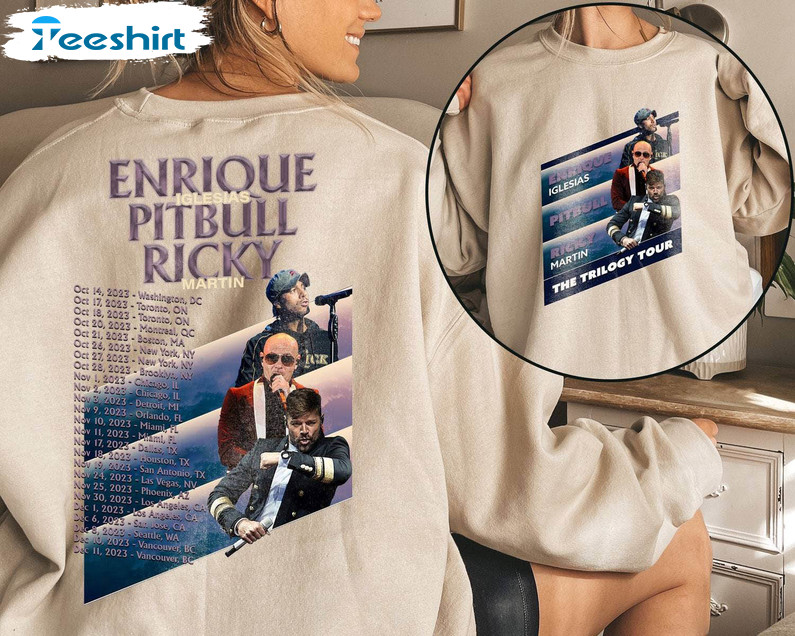 Enrique Iglesias X Pitbull Shirt, The Trilogy Tour 2023 Unisex Hoodie Sweater