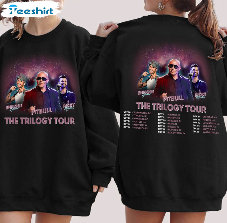 Enrique Iglesias X Pitbull Ricky Martin Shirt, The Trilogy Tour Short Sleeve Tee Tops