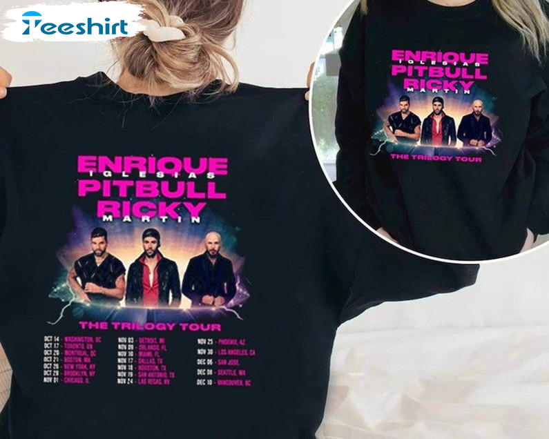 Enrique Iglesias X Pitbull X Ricky Martin Shirt, The Trilogy Tour 2023 Short Sleeve Hoodie