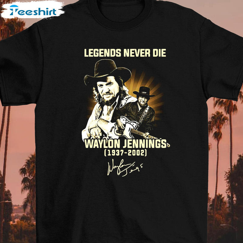 Jennings Legend Never Die Shirt - Waylon Jennings Retro Long Sleeve Tee Tops