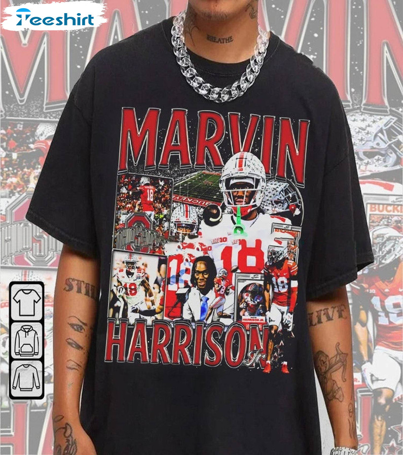 Marvin Harrison Jr Shirt, Vintage Style Unisex Hoodie Crewneck Sweatshirt