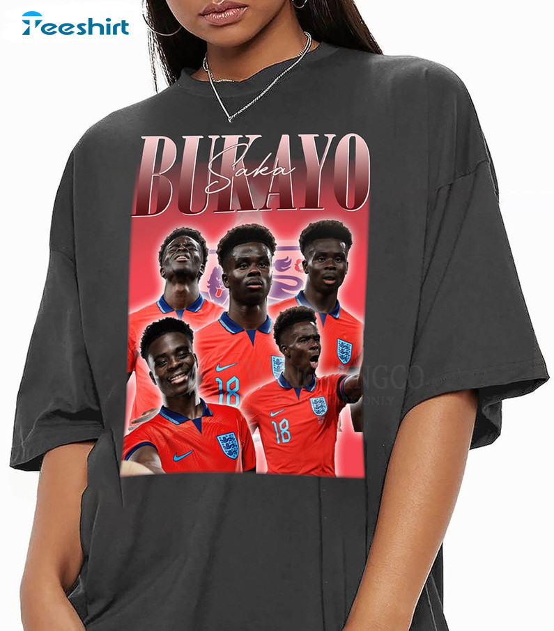 Bukayo Saka Sweatshirt, Vintage Football Short Sleeve Sweater