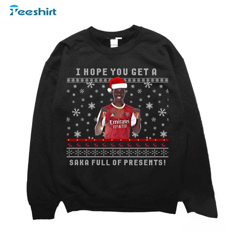 Bukayo Saka Funny Christmas Shirt, Xmas Football Unisex T Shirt Crewneck Sweatshirt