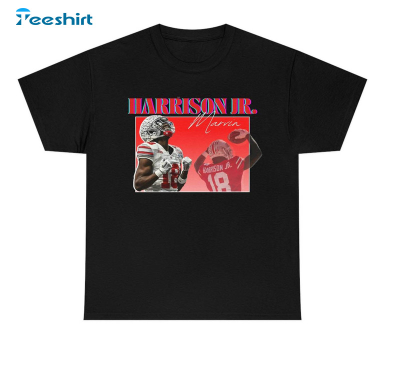 Marvin Harrison Jr Shirt, Retro Short Sleeve Crewneck Sweatshirt